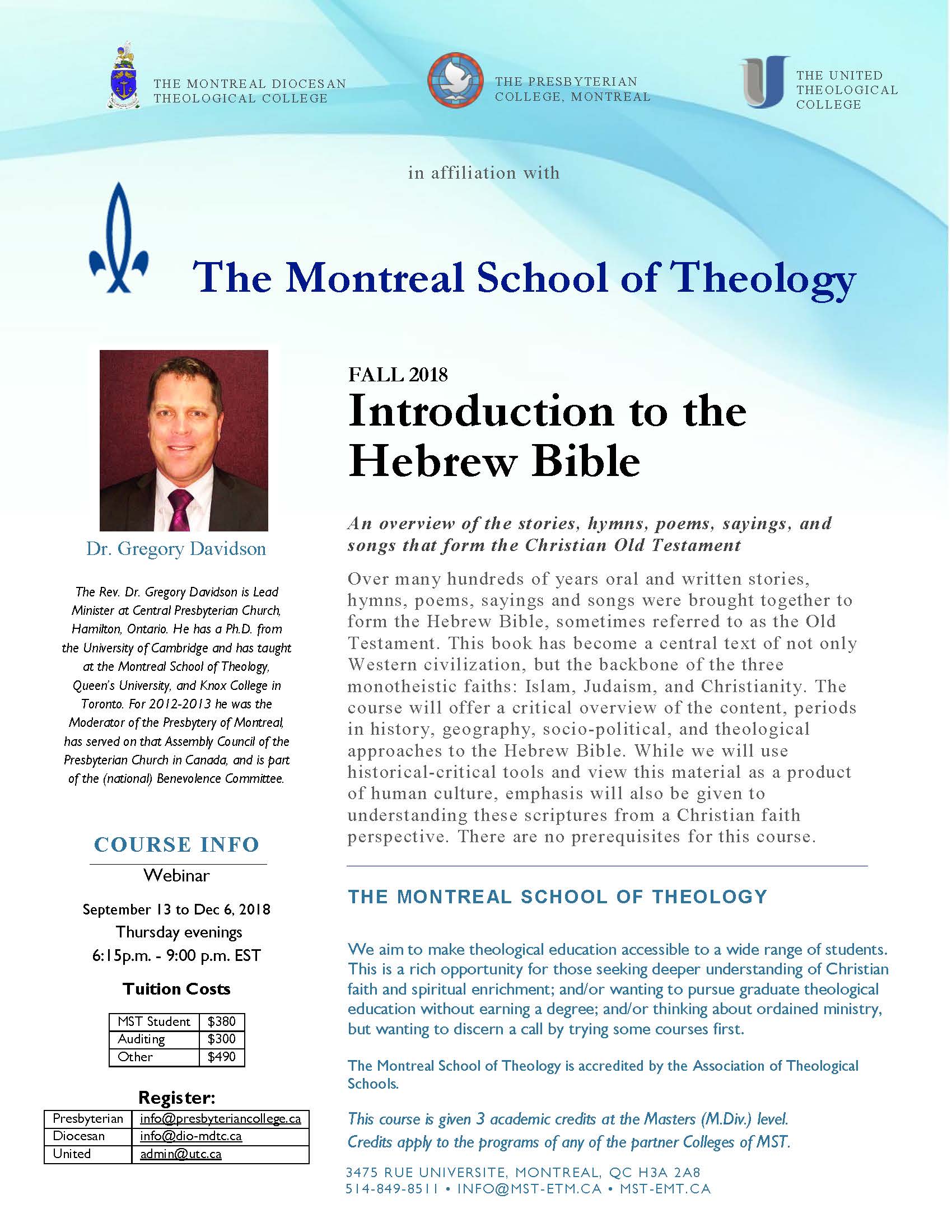 Fall 2018 Online Course: Introduction to the Hebrew Bible