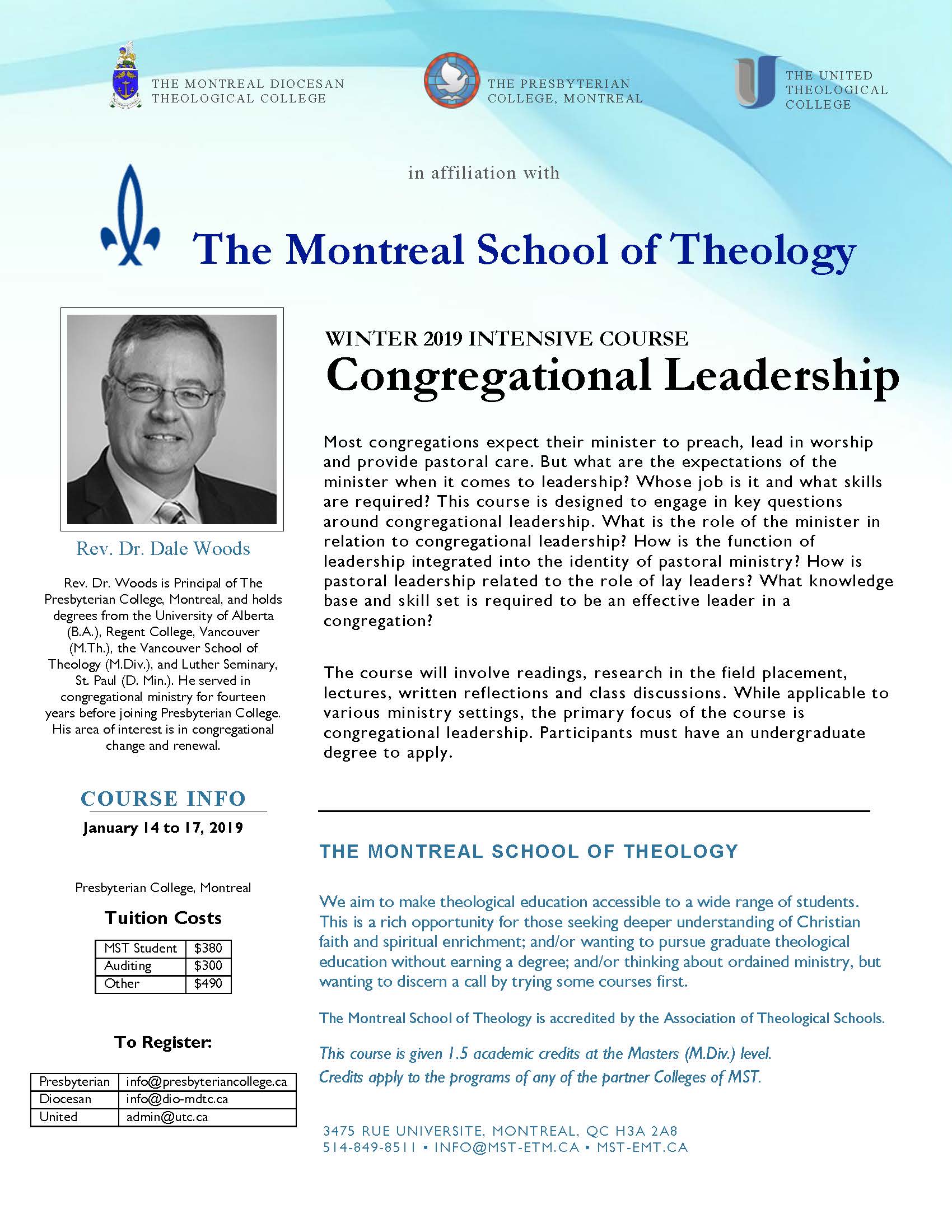 Winter 2019 Intensive Course : Congregational Leadership