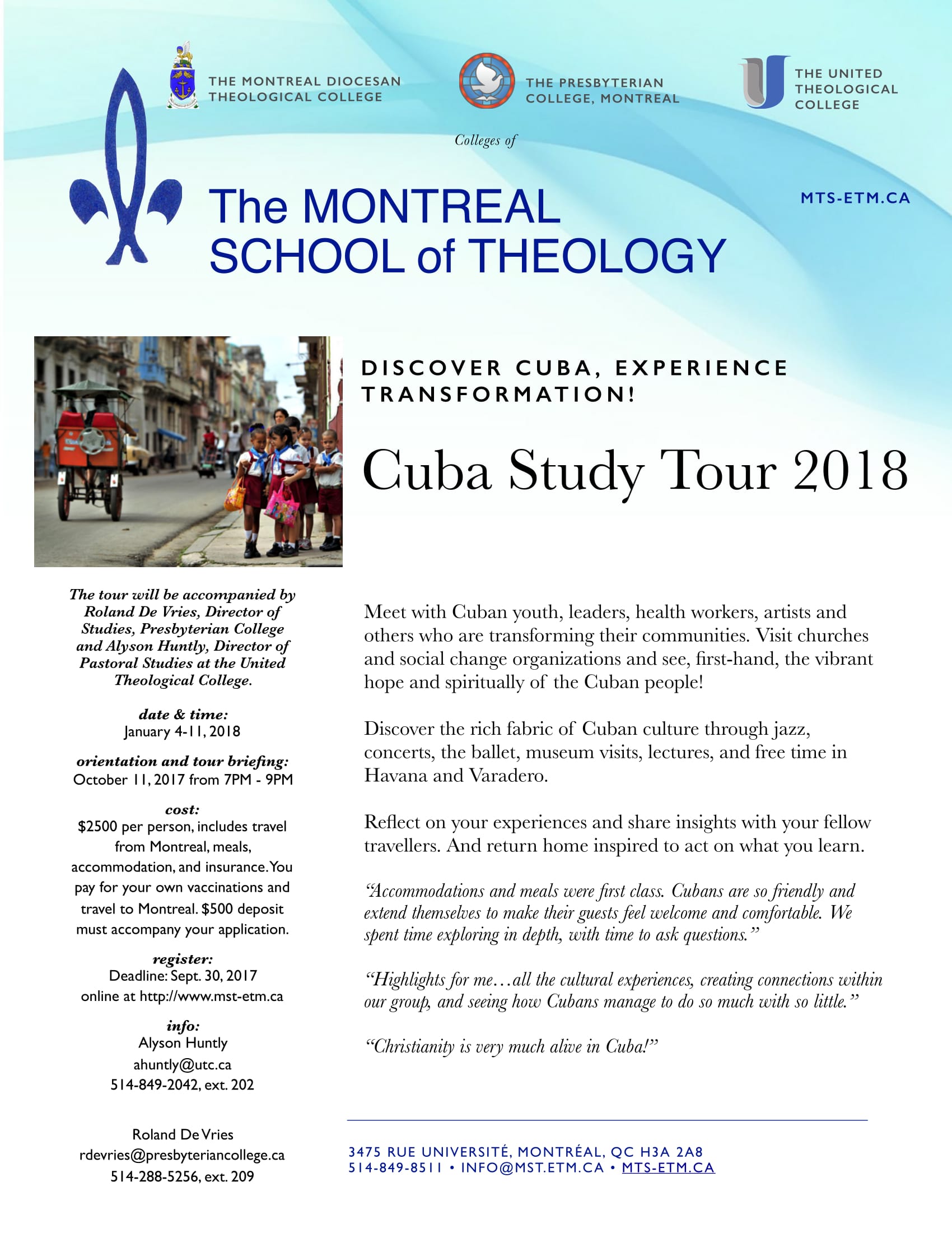 CUBA STUDY TOUR 2018 DISCOVER CUBA! EXPERIENCE TRANSFORMATION!